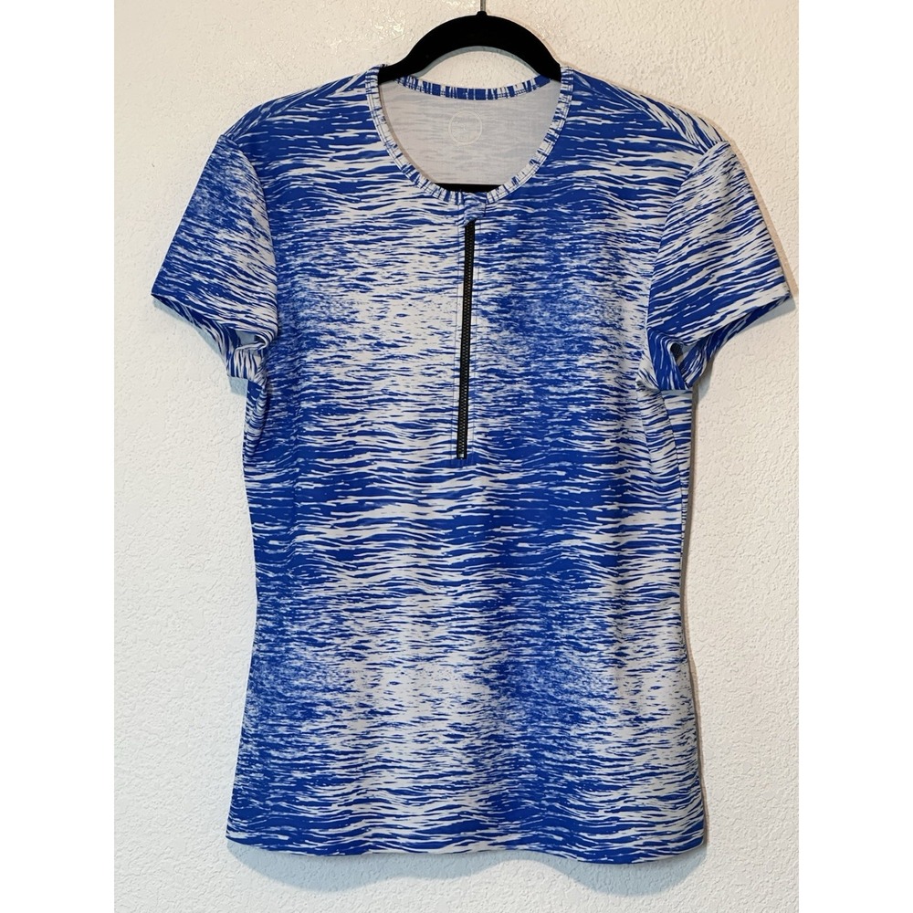 Mott 50 SPF Blue 1/2 Zip Short Sleeve Activewear Top Size‎ Large